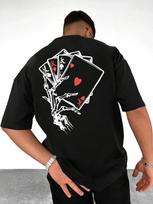 Men's Skull Hand & Poker Card Print T-shirt S black