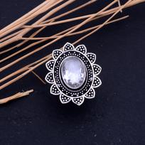 Natural White Topaz Gemstone Handmade 925 Sterling Silver Ring Size 8.5 l9l84