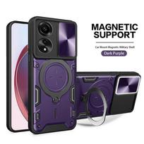 Metalinio žiedo fotoaparato apsauginis dėklas, skirtas OPPO A78 4G A98 A17 A16 A15 A57 A77 A74 A54 A93 A53 A32 A52 A9 šarvai besisukančio laikiklio dangtelis For OPPO A98 5G sidabras