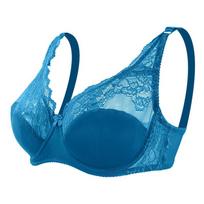 French Style Women Brassiere Sexy Backless Gathered Push Up Underwear Top Thin Breathable Lingerie Bowknot Underwire Lace Bra 85CD ežero mėlyna spalva