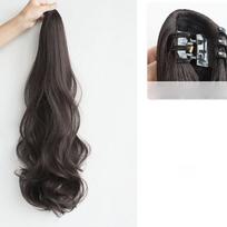 Natural Women Fluffy Long Curly High Ponytail Grab Clip Wig Hottie Girls Invisible Waves Horsetail Extensions gray