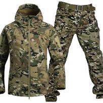 Šiltas lauko kostiumas Shark Skin Commando Camouflage Plus Velvet paminkštintas kostiumas rudens ir žiemos Soft Shell plius dydžio striukė 4XL