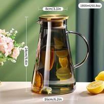 1 vnt 1800ml/60.8oz skaidraus stiklo šalto vandens butelis didelės talpos vandens virdulys su rankena ir filtru, šildomas elektrine keramine virykle Tinka F