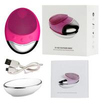 Elektrinis veido valiklis Sonic Silikoninis veido valymo šepetėlis Elektrinis ultragarsinis vibruojantis veido masažuoklis Mini porų giluminis valymas pink