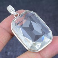 White Topaz Gemstone Handmade 925 Sterling Silver Jewelry Pendant 2.17  h8v70