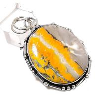 Bumblebee Jasper Gemstone Handmade 925 Sterling Silver Gift Pendant 2.17  w4d83 yellow
