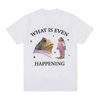What Is Even Happening Funny Frog Meme Tee Shirt Men Fashion Vintage Short Sleeve T-Shirts Unisex High Quality Oversized T-shirt S juoda