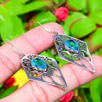 Swiss Blue Topaz Gemstone Handmade 925 Sterling Silver Gift Earring 2.32  n7t32