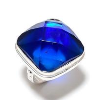 London Blue Topaz Gemstone Handmade 925 Sterling Silver Jewelry Ring Size 9 i9h97