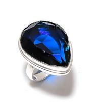 London Blue Topaz Gemstone Handmade 925 Sterling Silver Jewelry Ring Size 6 L8o64