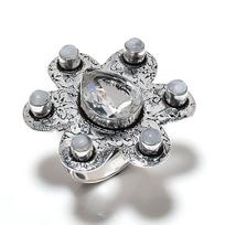 Rainbow Moonstone, Topaz Gemstone 925 Sterling Silver Jewelry Ring Size 7 J3r57