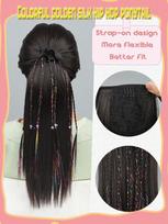 Sintetinis tiesus arklio uodega Dirty Braid Strap lazerinis šilko uodegos plaukų priauginimas 16inch white