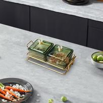 Ir riešutų padėklas su elegantišku dangčiu 2 grids gray