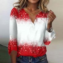 Blouses For Women Dressy Casual 3/4 Sleeve Flare Sleeve Shirt Christmas Print Tops Vintage Tees Tunic Fall Clothes S balta