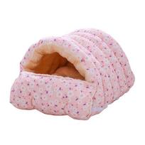 Thicken Cat Sleeping Bed PP Cotton Cat Warm Basket Semi Enclosed Warm Cat Nest  For Dogs Cats Puppy S rožinė