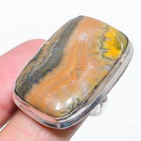 Natural Bumblebee Jasper Gemstone 925 Sterling Silver Gift Ring Size 6 A2R29 beige