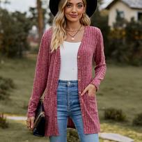 Autumn New Solid Long Sleeve Women's Cardigan Jacket Fashion Winter Casual Knitted Cardigans Coat Elegant Simple Plus Size Sweater Tops 24726 S bordinė