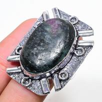 Ruby Zosite Lab-Created Handmade 925 Sterling Silver Jewelry Ring Size 9 f6H03