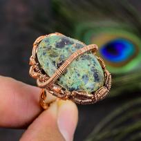 Ruby In Kyanite Gemstone Handmade Copper Wire Wrap Jewelry Ring Size 9 m0V96