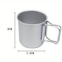 Naujiena 300 ml lauko stovyklavimo puodelis su sulankstoma rankena, nešiojamas itin lengvas aliuminio lydinio puodelis lauko žygiams, maisto gaminimui sidabras