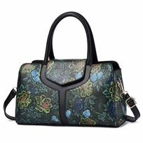 Pečių krepšys moterims Retro gėlių raštų rankinė, PU Crossbody rankinė gray