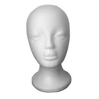 Mannequin Head Display Stand Foam Wigs Manikin Model Round Base for Headwear Hairpieces Style B white