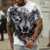 Animal Wolf Designer Casual Men's 3D Print T shirt Tee T shirt Blue Brown Gray Short Sleeve Crew Neck Shirt Spring S gray