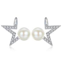 Temperament Versatile Star Personality Pentagram Silver Stud Earrings Women's Earrings Simple Fashion Earrings Earrings Ear Accessories