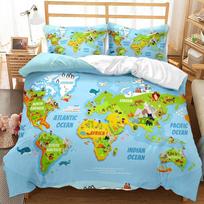 3D Printed Map Bedding Set with Ultra-fine Fiber Soft Quill Cover Pillowcases 2/3pcs Men's Teens Boy Cover Gift Baby 100x135cm