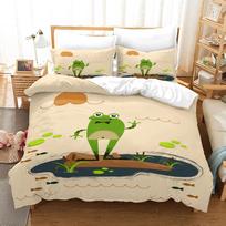 Frog Bedding Set, Animal Duvet Cover, Pillowcase 2/3pcs, Children's Cartoon Cover, Single Double Bed, Home Textile Baby 100x135cm