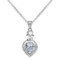 Super Sparkling Waterdrop Pear Shape Imitation D Moissanite High Carbon Diamond Pendant Platinum Plated Necklace gray