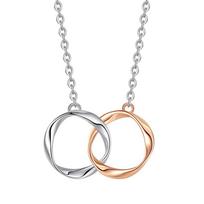 Couple Necklace Women's Versatile Niche Design Senior S925 Sterling Silver Double Ring Fastening Set Chain gray