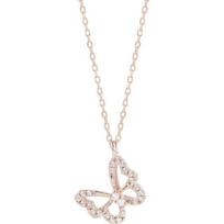 925 Sterling Silver Zircon Butterfly Charm Pendant Choker Korean Necklace Wedding Jewelry For Women dz743 rožinio aukso spalvos