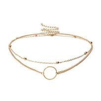 New Arrival  Fashion Modern Choker Necklace Two Layers Round Necklaces Gold Color Necklace Choker Jewelry For Women
