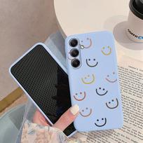 Smile Lines Patterned Soft Silicone Case For Samsung M35 A35 Xiaomi Redmi Note 13 Pro iPhone 15 Huawei Honor Realme Camera Protective Shockproof Cover Samsung Galaxy S9 Plus mėlyna