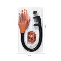 Nagų dailės rankos profesionaliai praktikai + 100 vnt. nagų galiukų reguliuojamas plastikinis praktikos modelis DIY manikiūro įrankis lankstus ir minkštas brown