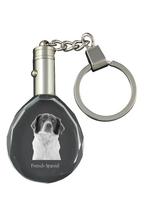 Prancūzų spanielis, prancūzų seteris, kanadiečių seteris - pakabukas su šuns nuotrauka, krištolo raktų pakabukas dovanų dėžutėje, unikali Art-Dog dovana skaidri