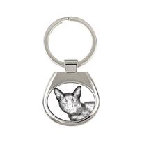 Havana brown Cat - raktų pakabukas su katinu, raktų pakabukas su raštu, personalizuotas pakabukas iš Art-Dog prekės ženklo sidabras