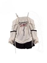 Autumn Korean Fashion Patchwork Sexy Pullover Women Harajuku Y2k Long Sleeves Oversize Tops New Design Vintage Chic 2000s Clothes M balta