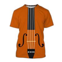 Vasarinis Naujas Smuikas 3D Spausdinimo Marškinėliai Vyriški ir Moteriški Muzikos Instrumentų Spaudiniai Muzikiniai Marškinėliai S