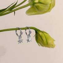 Star Ear Buckle Women's Simple Light Luxury Pentagram Micro-inlaid Zircon Earrings Niche Design Earrings