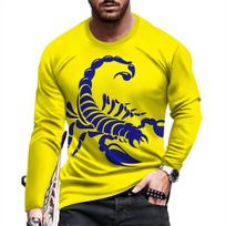 Tide Scorpion Pattern European Size long Sleeved T-shirt For Men's Casual Autumn Trend Top Round Neck Tee L