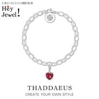 Raudonos Širdelės Grandinėlės Apyrankės, Romantiškos 925 Sterlinginio Sidabro Moteriškos Dovanos Europos Stiliaus Papuošalai Mados Aksesuaras Klubas 16cm white
