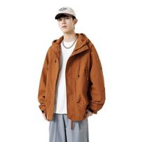 Spring and Autumn Hong Kong Style Trend Brand Couple Solid Color Loose Jacket Jacket Men's Outdoor Windproof Sports Hooded Jacket S