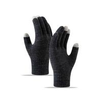 Žieminės pirštinės su jutikliniu ekranu moterims vyrams šiltos tamprios megztos pirštinės imituojančios vilną pirštinės pilnu pirštu Guantes moteriškos nertos storos tamsiai pilka spalva