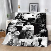 Anuel AA Rapperis Spausdinta pledas Pikniko pledai Šiltas pledas Minkštas ir patogus pledas Namams Kelionėms Gimtadienio dovana 75x100CM 30x40nch gray