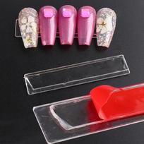 50Pcs Transparent Nail Stand Press On Nails Packaging Fake Nails Display Stand Double Sided Tape For Salon Nail Decorations pink