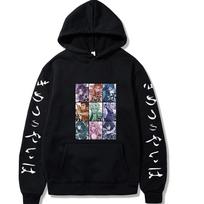 Japan Anime Demon Slayer Oversize Hoodie Men Harajuku Cartoon KamadoTanjirou And Friend Poster Graphics Unisex Hooded Sweatshirt XS juoda