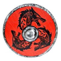 Unikalus vikingų skydas, paruoštas mūšiui. Vikingų skydas. Puikus dekoratyvinis skydas kosplėjui.