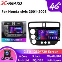 9 colių belaidis automobilinis radijas, skirtas Honda Civic 2001-2005 jutikliniam ekranui CarPlay Android Auto automobilio vaizdo grotuvas su GPS navigacijos kamera USB 4+64